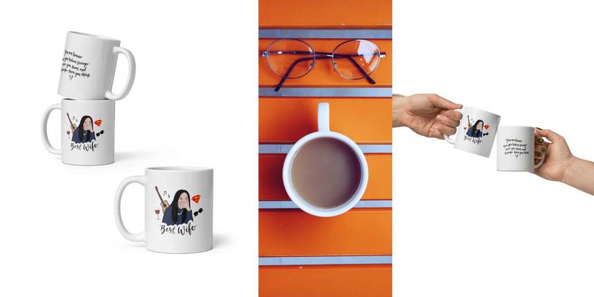 Pet, portrait and personalised name mugs