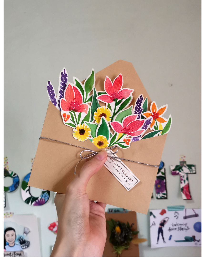 Paper Cut Floral Envelope – Handmade Botanical Keepsake