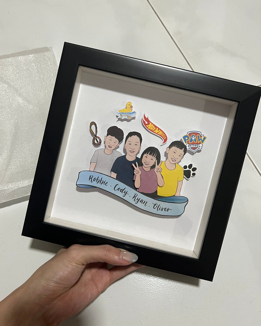 Custom Family Portrait Papercut Pop-up Frame