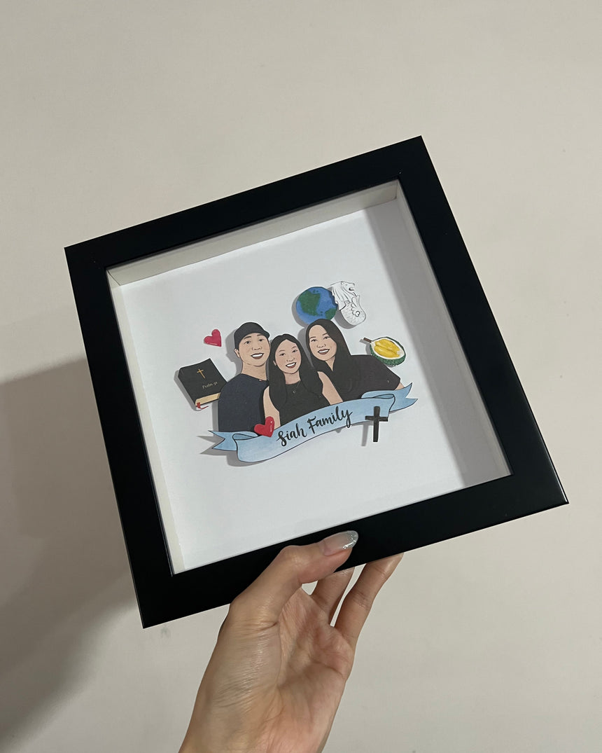 Custom Family Portrait Papercut Pop-up Frame