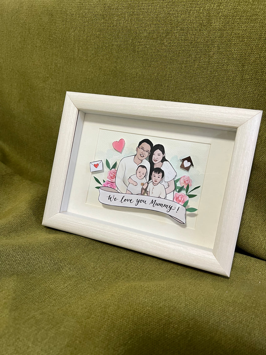 Custom Family Portrait Papercut Pop-up Frame