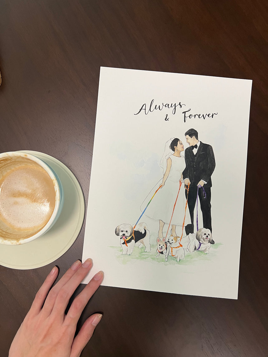 Custom Wedding Watercolor Portrait