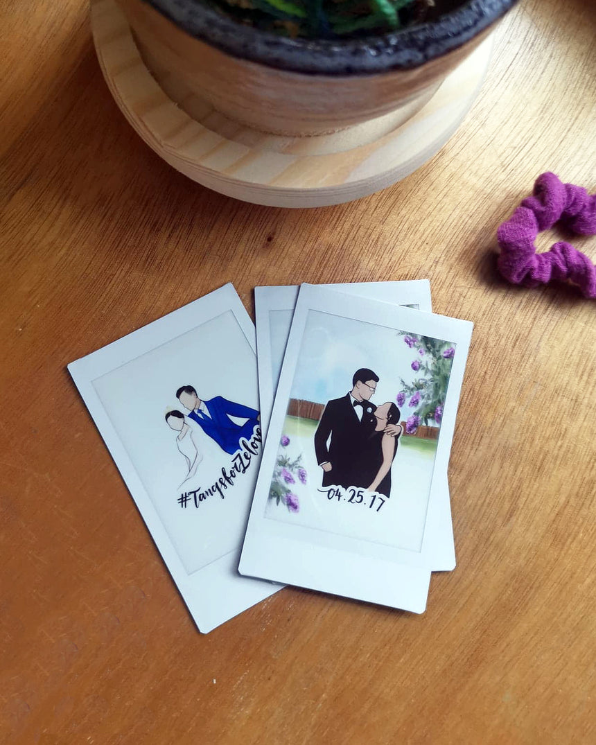 Faceless portrait films of couples in wedding outfit.