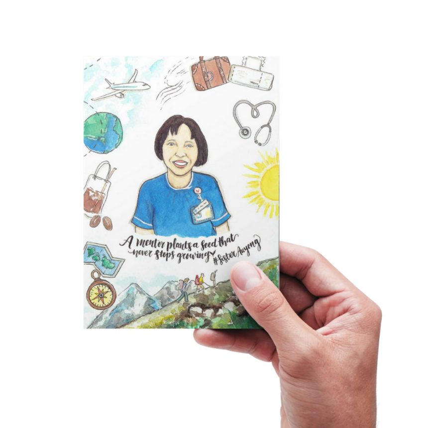 Watercolor portrait illustration of a nurse as an appreciation card,