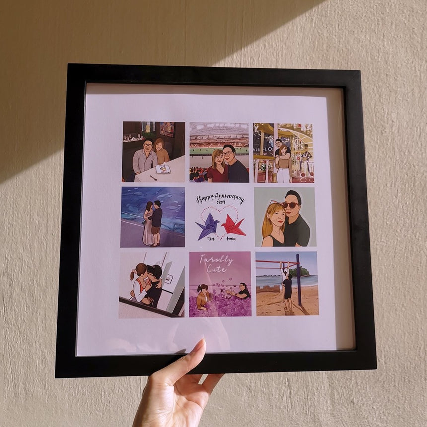 Couple Portrait Collage in Black Frame.