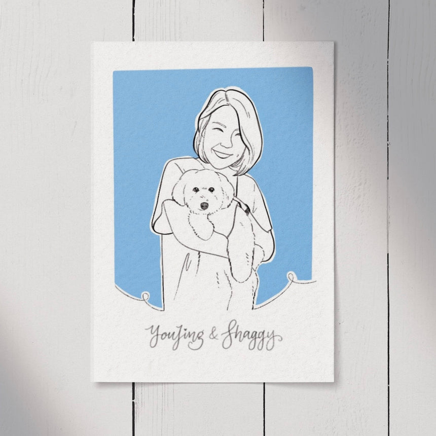 Hooman & Pet Linear Portrait Art