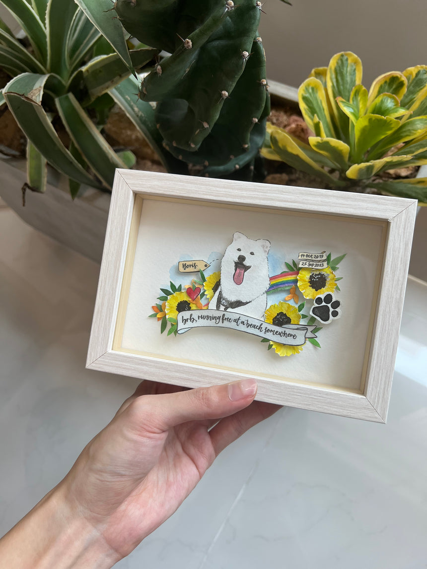 Honoring Our Beloved Pets: Creating a Lasting Memorial with Rainbow Bridge Floral Papercut Frames