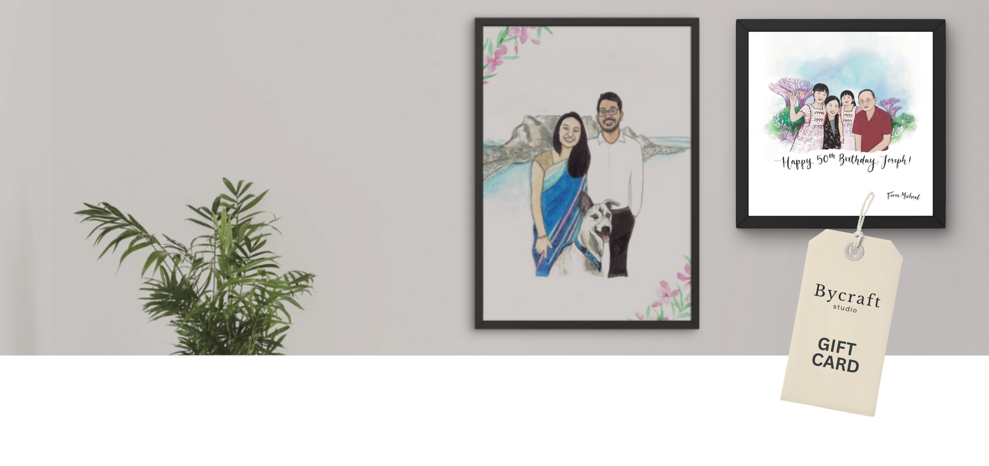 Custom portrait gift card for personalised artwork