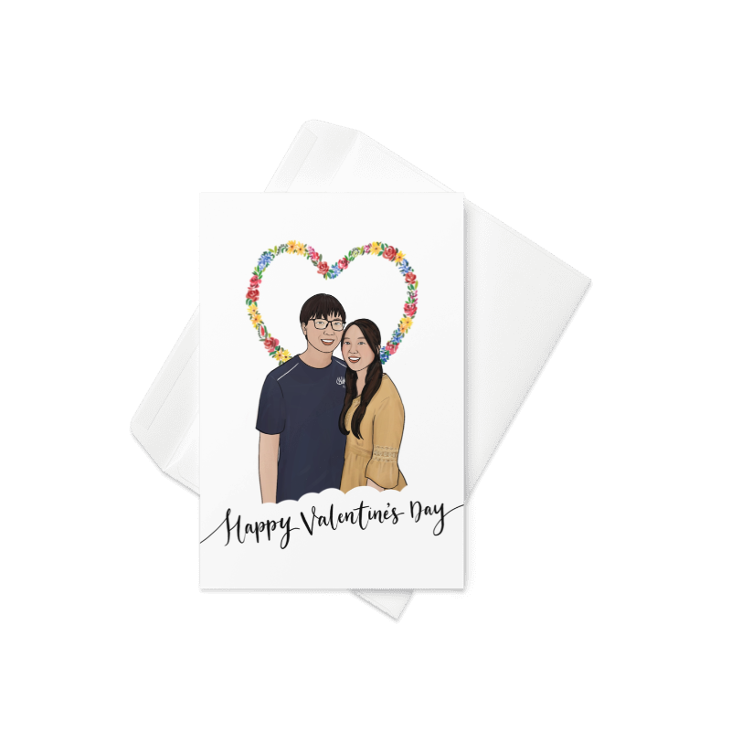 (Valentines Day) Custom Couple Portrait Greeting Card