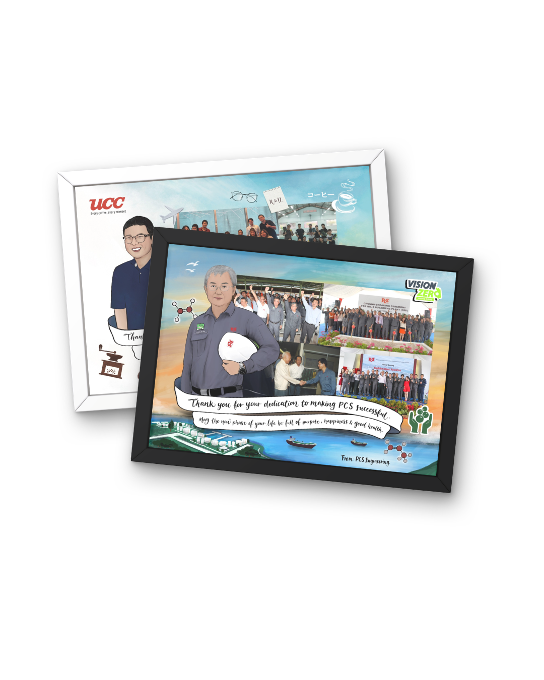 Coworker Photo Collage Gift – Personalised Illustrated Office Farewell Present