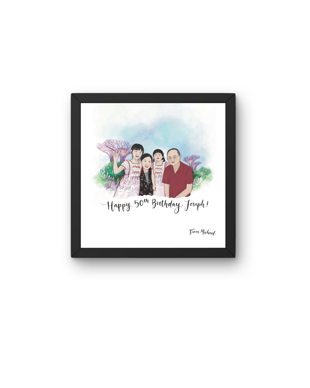 Custom Family Portrait from Photo – Personalised Digital Illustration