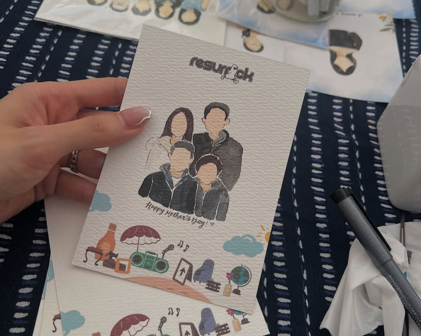 Illustrated Portrait Prints Whimsical Drawing Style