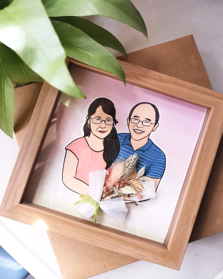 Portrait gift idea with flower frame