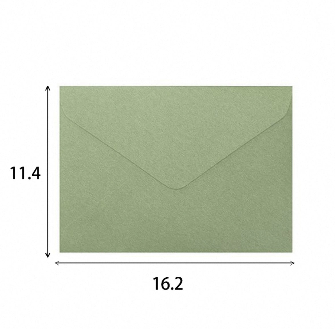 green envelope with dimensions 