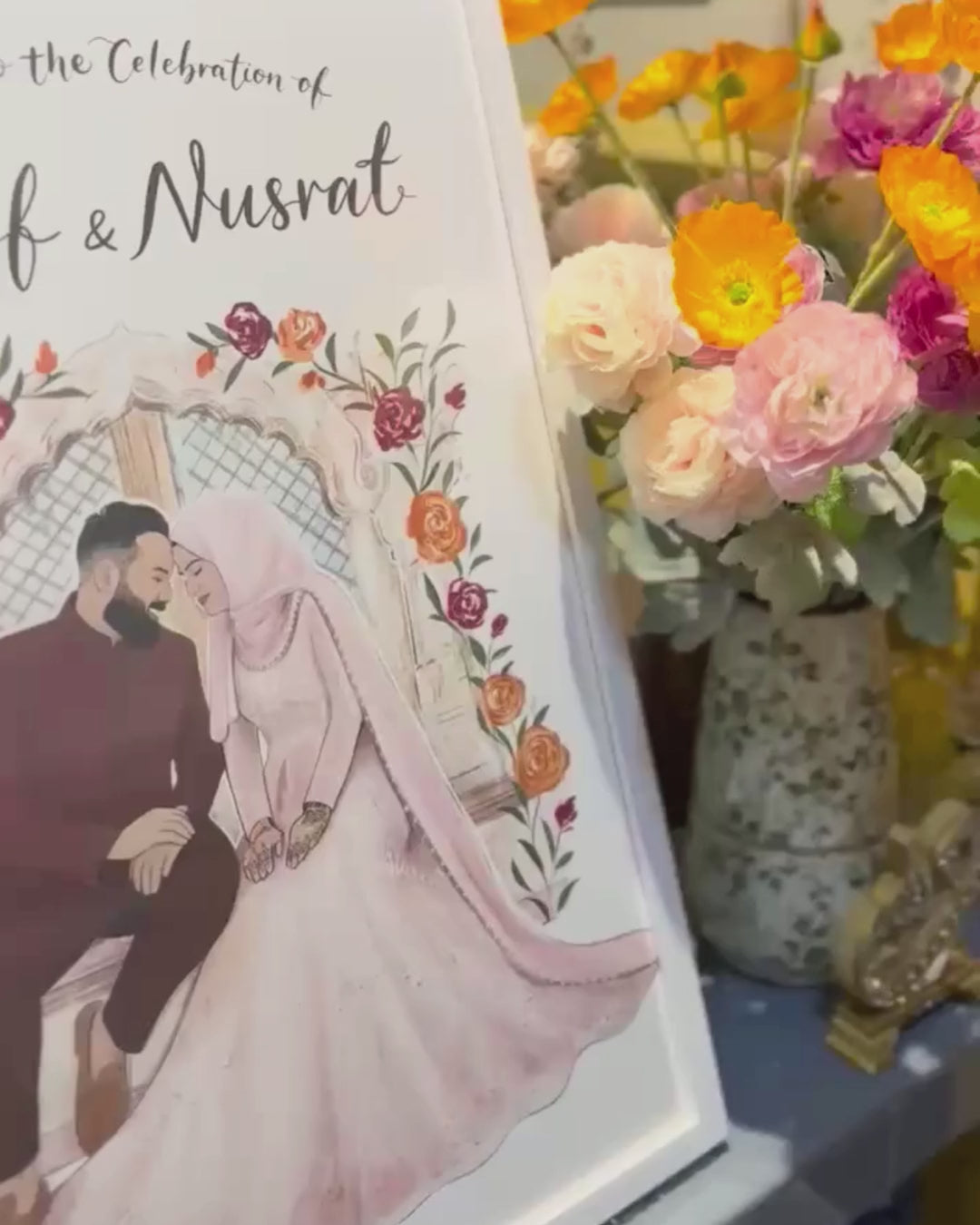 Custom Wedding Portrait Signage or Canvas – Personalised Illustration from Photo-thumbmail-3