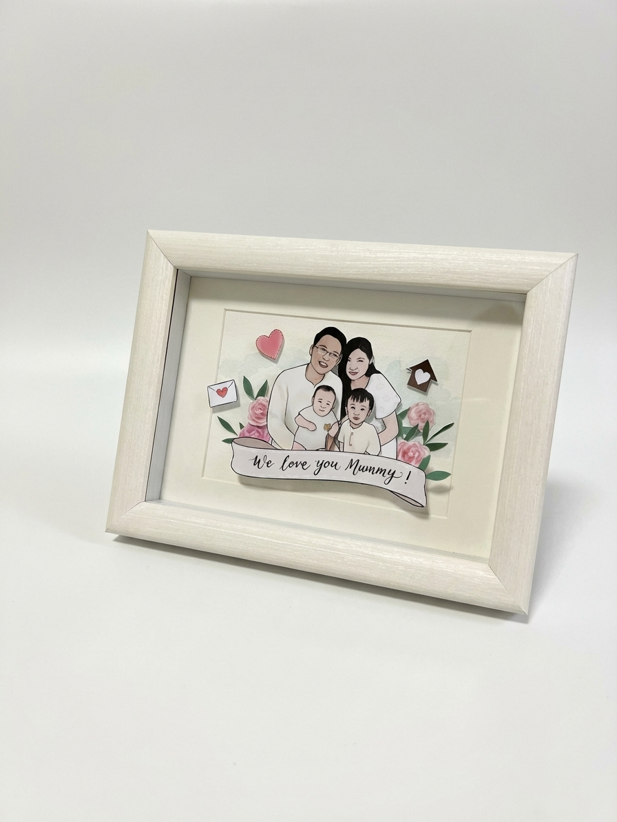 Custom Family Portrait Papercut Pop-up Frame