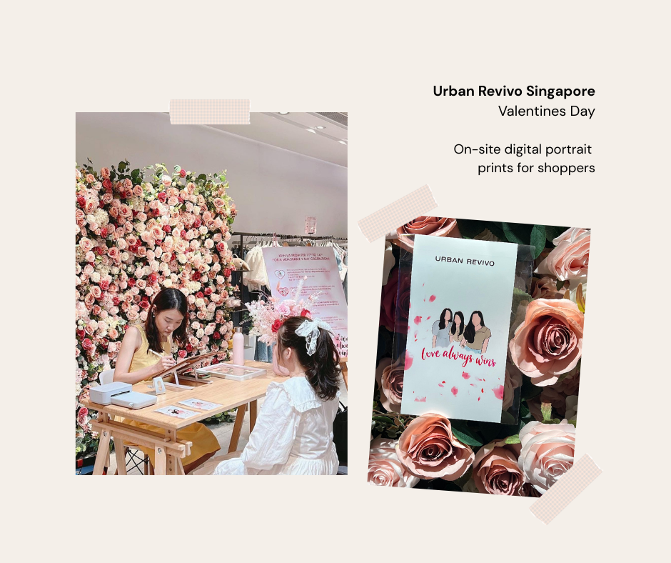 Valentine's Day event with digital portrait prints at Urban Revivo Singapore.