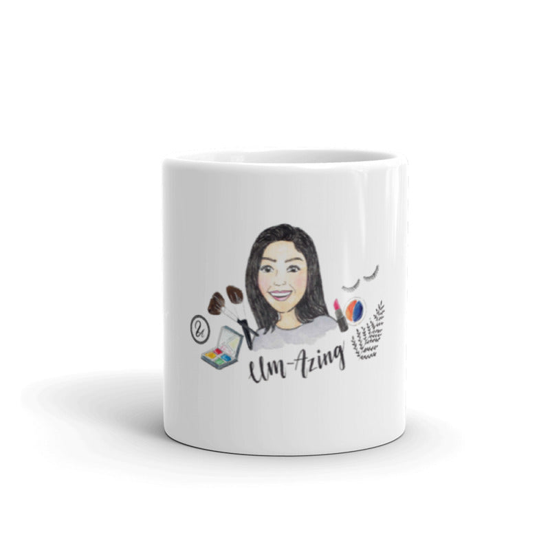 Custom portrait mug design of a female with makeup and beauty illustrations design.