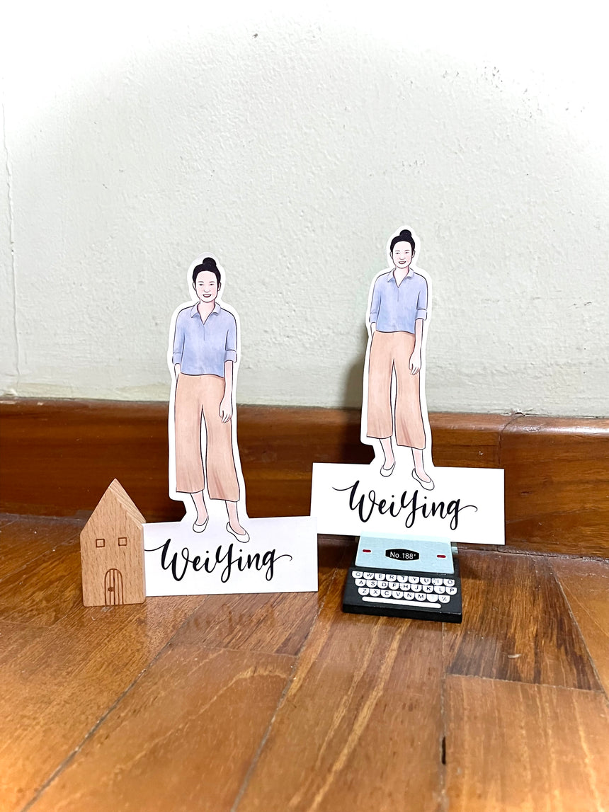Illustrated portrait place card samples.
