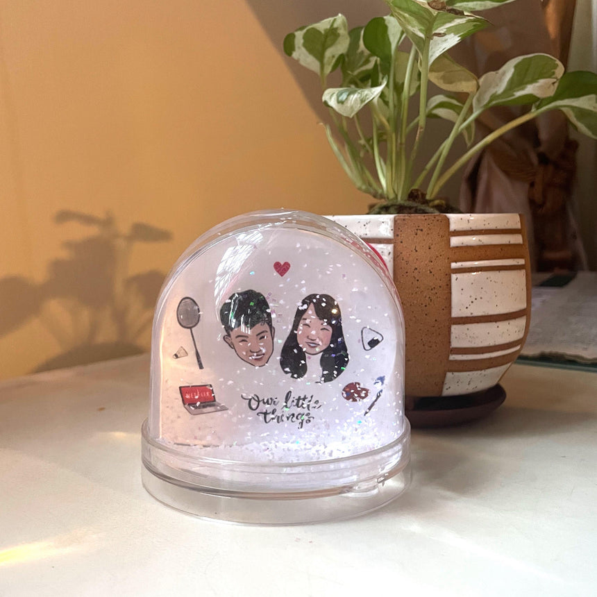 Personalised couple snow globe for Christmas gift.